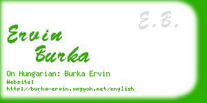 ervin burka business card